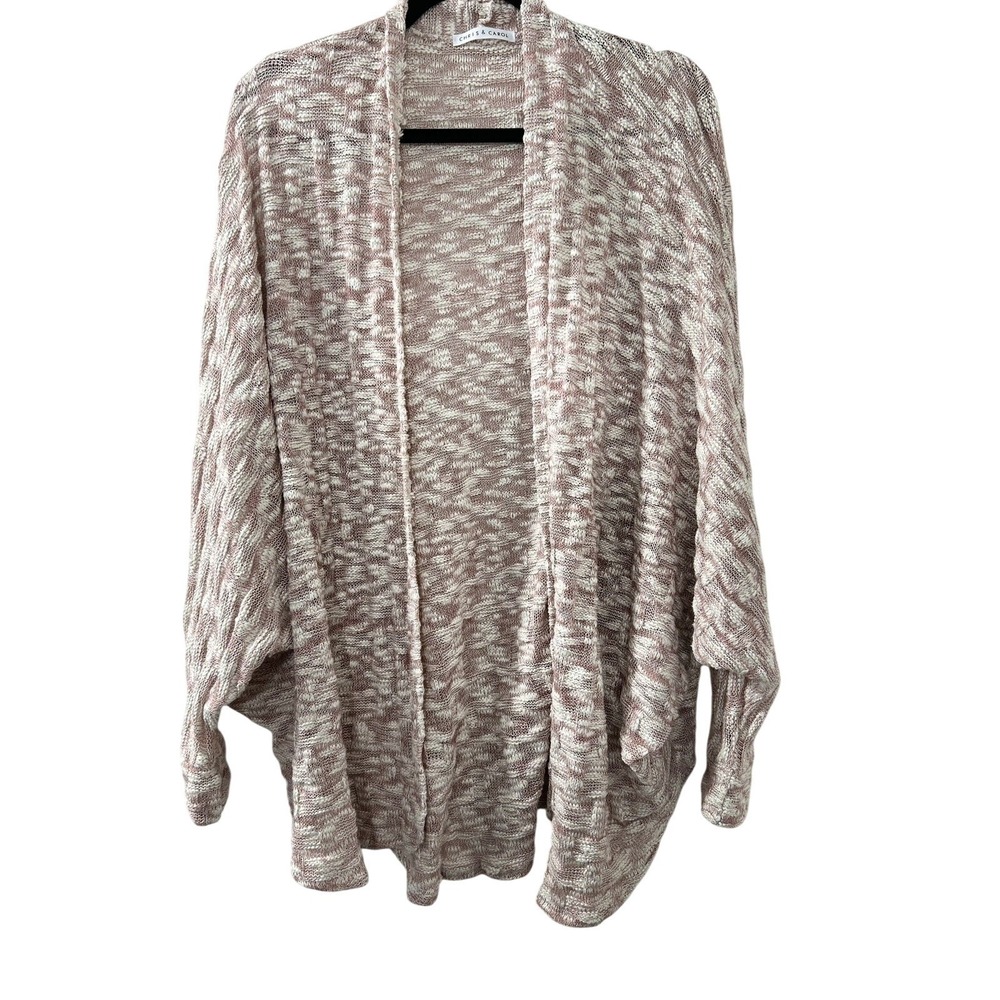 Chris & Carol Space Dye Knit Cardigan OS‎ Pink White Dolman Boho Cottagecore